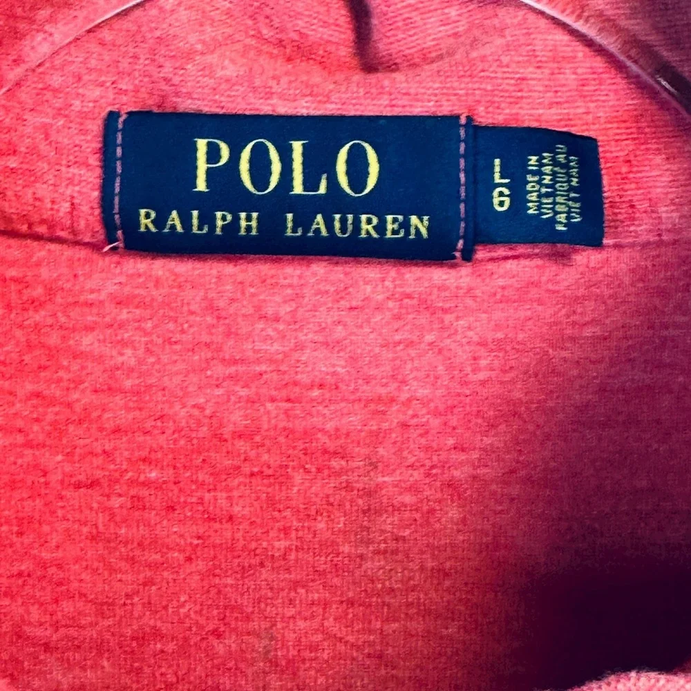 Polo Ralph Lauren Mens Red Quarter Zip Pullover Sweatshirt Large Preppy Academia